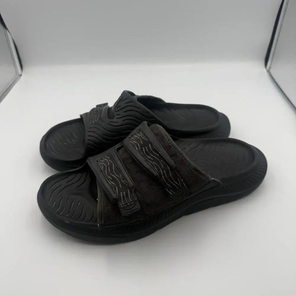 HOKA ONE ORA Unisex LUXE Black Sandals Recovery Slides Size Mens 9 / women’s 11